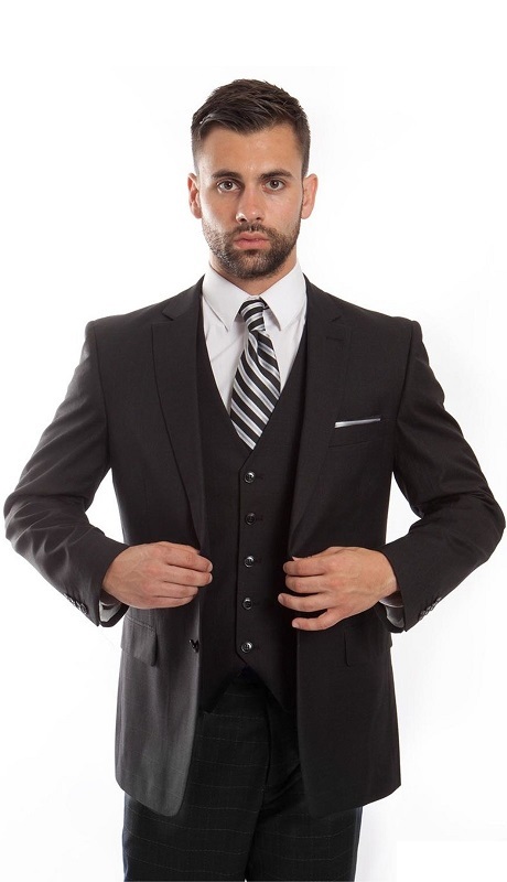 ZeGarie Mens Woolen Suit MW245-01-CHAR-BLK